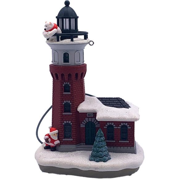 Hallmark Keepsake 2017 Holiday Lighthouse No. 6 Magic Light Ornament in Box - Picture 3 of 7